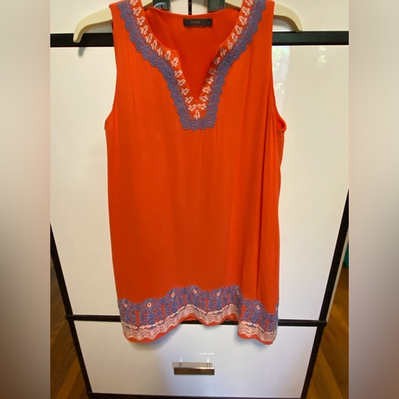 Orange Embroidered Boho Lined Summer Dress for work and play - Picture 12 of 13